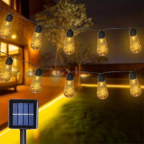 JIMACRO Solar Lichterkette Aussen, 3M/9.84ft Lichterkette Außen Solar Wasserdicht mit 8 Modi LED Lichterkette Solar für Haus, Hof, Terrasse, Party, Hochzeit Warmweiß von JIMACRO