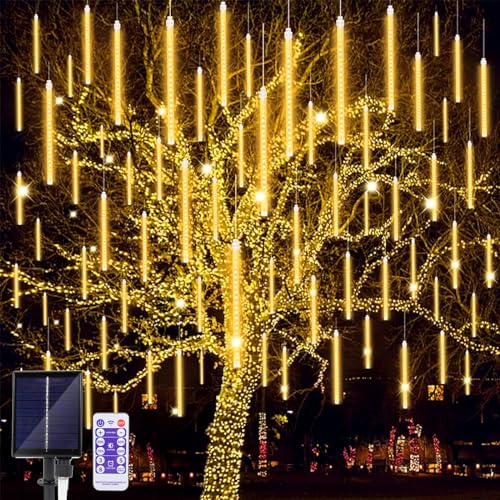 JIMACRO Solarlichterkette, 30cm 10 Rohr LED Lichterkette Wasserdicht Weihnachtsbeleuchtung Meteorschauer Lichterkette Außen Solar Für Weihnachtsbaum Party Balkonstraßen von JIMACRO