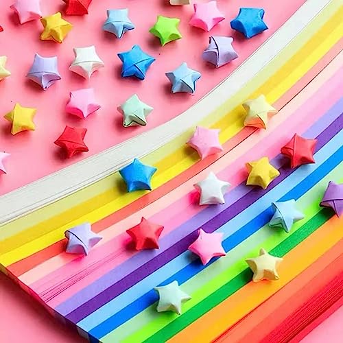 JIMCOM Farbiges Origami-Papier, 540 Blatt, Origami-Papier, 27 verschiedene Farben, Sterne, doppelseitig, Origami-Sterne, Origami-Papier, doppelseitig, für Kunst- und Bastelaktivitäten von Kindern von JIMCOM