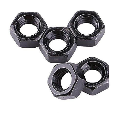 Werkzeug Kompatibel mit 100 Stück/Set M2-M5 Sechskantmuttern mit metrischem Gewinde, schwarz verzinkte Sechskantmuttern-Kits aus Kohlenstoffstahl, kompatibel mit Maschinenbefestigungen(M2.5) von JIMIGGAO