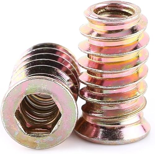 Werkzeug Kompatibel mit 20 Stück M6/M8/M10 Möbel-Sechskant-Antriebsmuttern aus Zinklegierung, Gewindeeinsatz, Holzeinsatzmuttern-Sortiment (M6 x 20 mm) von JIMIGGAO