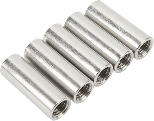 Werkzeug Kompatibel mit Runde Kupplungsmutter, 5-teilige Kupplungsmutter, Edelstahl-Stabstangenbolzen-Rohrmuttern, Rundstangen-Verbindungsmutter, Innengewindeschläuche von JIMIGGAO