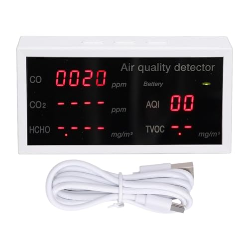 Werkzeug kompatibel mit 5-in-1 Luftqualitätsprüfer für CO2, CO, AQI, HCHO und TVOC mit tragbarem, wiederaufladbarem Tester von JIMIGGAO