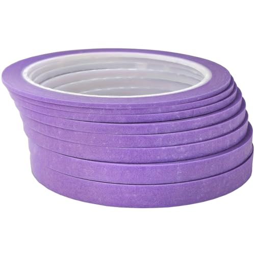 JINBING 8 Stück Papier-Abdeckband, Nadelstreifen-Klebeband für Heimwerker, Nagelkunst, Zeichnen, Musterherstellung, Malerband, 2 mm – 10 mm x 25 m (lila) von JINBING
