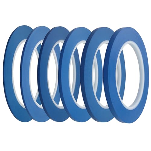 JINBING Fine Line Fineline Klebeband, Vinyl, für Automalerei, Maler-Klebeband, Blau 2 mm, 2,5 mm, 3 mm, 4 mm, 5 mm, 6mm 6 Rollen von JINBING