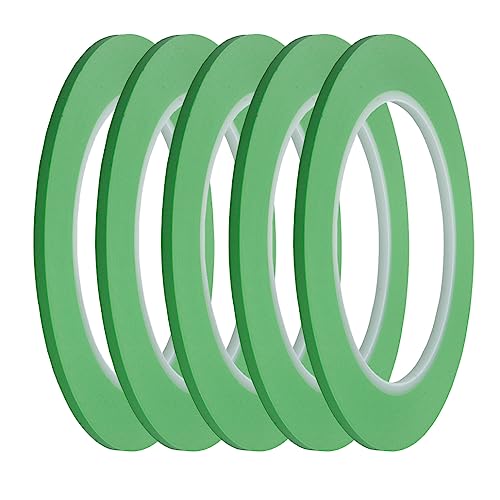 JINBING Fine Line Fineline Klebeband, Vinyl, für Automalerei, Maler-Klebeband, Grün, 3 mm x 5 Rollen von JINBING