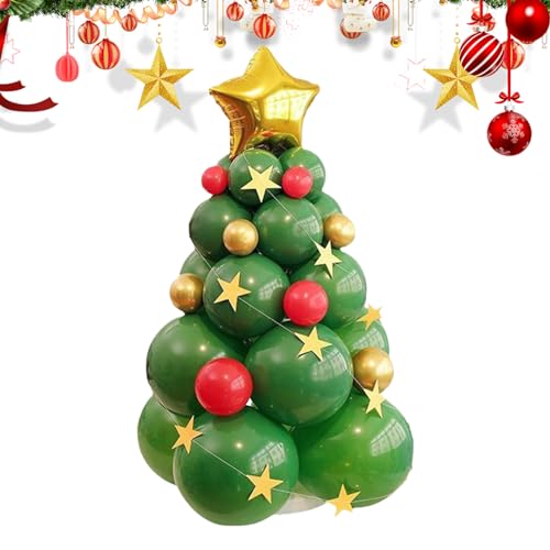 JINGAN Weihnachtsballon-Säulen-Ständer-Set | Aufblasbares Standballon-Set | Grüne Latexballons, weihnachtliche Latexballons für Hauseingänge, Innenhöfe, Supermärkte von JINGAN
