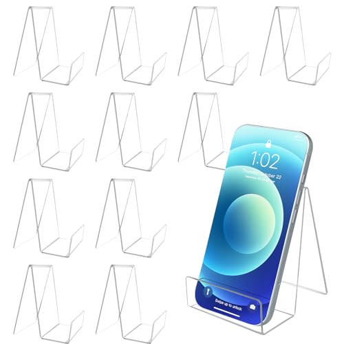 JINGIHE 12Pcs Acryl Buch Stand mit Leiste, 4 x 3 in klar Staffelei Display Stand, Kunst Display Halter für CD Fotorahmen Album Platte Postkarte Kunstwerk Tablet Bild im Haus Büro Schule Tabelle von JINGIHE