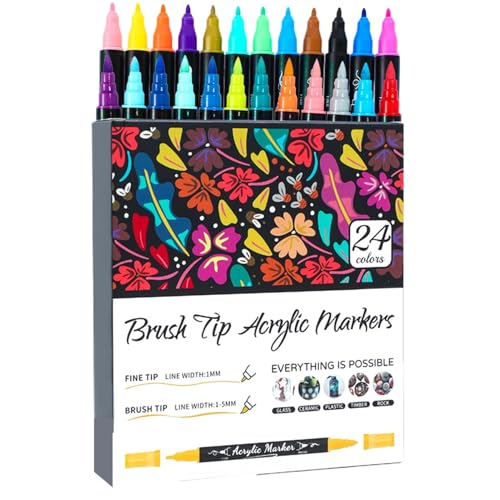 JINGLING Acrylfarbenmarker, Acrylfarbenmarker | Stifte und Marker mit weicher Pinselspitze mit doppelter Spitze, wasserdicht, Acrylmarker für JINGLING Acrylfarbenmarker, Acrylfarbenmarker | Stifte und Marker mit weicher Pinselspitze mit doppelter Spitze, wasserdicht, Acrylmarker für von JINGLING