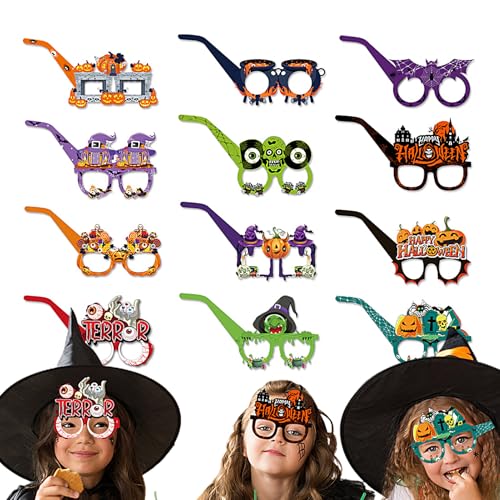 JINGLING Halloween Brillen | 12 Stück Papier Neuheit Brille - Lustiges Kinder Brille Zubehör Für Halloween Cosplay Gruselhaus Musikfest Fotobox JINGLING Halloween Brillen | 12 Stück Papier Neuheit Brille - Lustiges Kinder Brille Zubehör Für Halloween Cosplay Gruselhaus Musikfest Fotobox von JINGLING