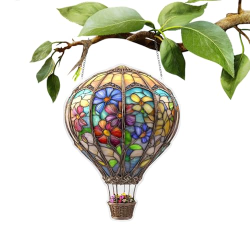 JINGLING Heißluftballon | Wandanhänger aus farbigem 2D-Acryl | Dekoration für den Außenbereich, wetterfest, für Garten, Terrasse, , Balkon, , Außentür von JINGLING