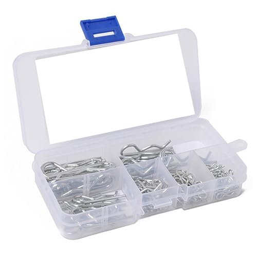 JINGLING Kupplungsstift-Clips, geschlitzte Zange, Sortiment von Splinten, Hardware-Stifte, 100 Stück – Schlitzzange, glatte R-Clips mit Behälter JINGLING Kupplungsstift-Clips, geschlitzte Zange, Sortiment von Splinten, Hardware-Stifte, 100 Stück – Schlitzzange, glatte R-Clips mit Behälter von JINGLING
