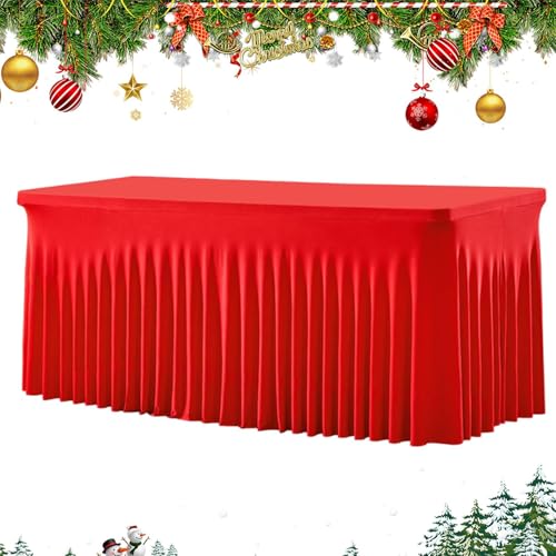 JINGLING Partytischdekorationsrock | 1.8 Meter Roter Weihnachtsfest Rüschen Tischdecke - Wiederverwendbare Festliche Tischdecken,für Karneval Bankette Restaurants Zuhause Gewerblich Valentinstag Baby JINGLING Partytischdekorationsrock | 1.8 Meter Roter Weihnachtsfest Rüschen Tischdecke - Wiederverwendbare Festliche Tischdecken,für Karneval Bankette Restaurants Zuhause Gewerblich Valentinstag Baby von JINGLING