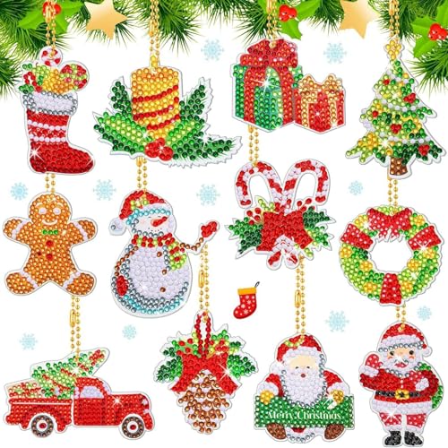 JINGTOPS 12 Set 5D Diamond Painting Weihnachten Anhänger, Schlüsselanhänger Diamond Painting, für Kinder Erwachsene DIY Adventskalender Weihnachten Basteln Weihnachtsbaum Fensterdekoration JINGTOPS 12 Set 5D Diamond Painting Weihnachten Anhänger, Schlüsselanhänger Diamond Painting, für Kinder Erwachsene DIY Adventskalender Weihnachten Basteln Weihnachtsbaum Fensterdekoration von JINGTOPS
