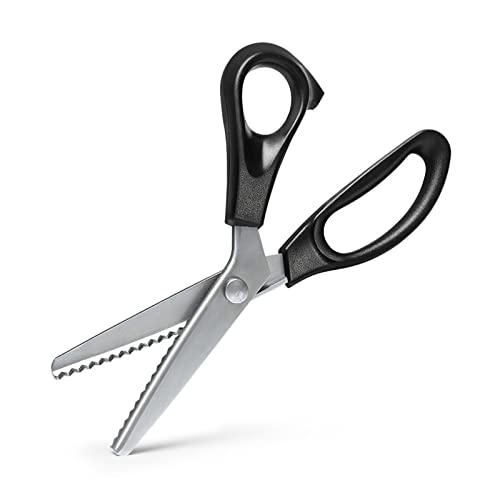 JINGYAN Schere Steel Household Shears Comfort Grip Handled Professional Crafts Dressmaking Zig Zag Cut Scissors Sewing Fabric von JINGYAN