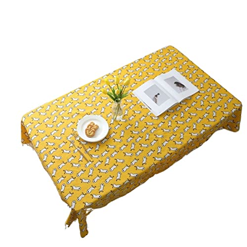 JINGYAN Tischdecken Cartoo Ente Tischabdeckung Kleiner frischer Stil Hintergrund Tuch Tischdecke Esstischdecke Bankettmöbel staubdichte Abdeckung(Tablecloth 140x250cm) von JINGYAN