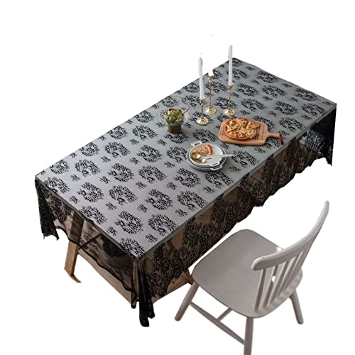 JINGYAN Tischdecken Elegante Spitze Tischdecke schwarz Tischtuch Serviette Couchtisch Bücher Tischabdeckung Handtuch Rechteckige(Length 145 Width 145) von JINGYAN