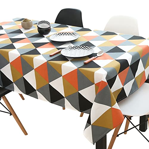 JINGYAN Tischdecken Geometrische Plaid-Tischtuch Weiche Tabellenabdeckung adiabatische Zuhause Dekorative Tischdecke Hintergrundtuch(Orange,Tablecloth 135x220cm) von JINGYAN