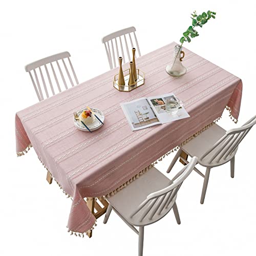 JINGYAN Tischdecken Gestreifter Stoff Baumwolle und Leinen Kleine frische Kaffee-Tabellen-Abdeckung Tuch Dinner Rechteckige Smle Moderne Tischdecke Spitze Quaste(110x110cm) von JINGYAN