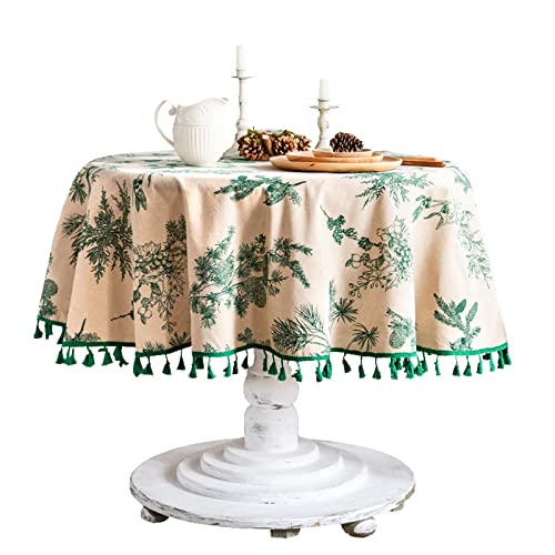 JINGYAN Tischdecken Grüne Kieferzweigdruck Runde Tischdecke Abdeckung mit Spitze Saum Kaffee-Dinner-Tisch-Tuch for Hochzeitsbankett JINGYAN Tischdecken Grüne Kieferzweigdruck Runde Tischdecke Abdeckung mit Spitze Saum Kaffee-Dinner-Tisch-Tuch for Hochzeitsbankett von JINGYAN
