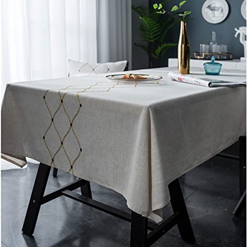 JINGYAN Tischdecken Leinen diamantförmige geometrische gestickte wasserdichte Tischdecke Square Tuch(Style 1,135x100cm) von JINGYAN
