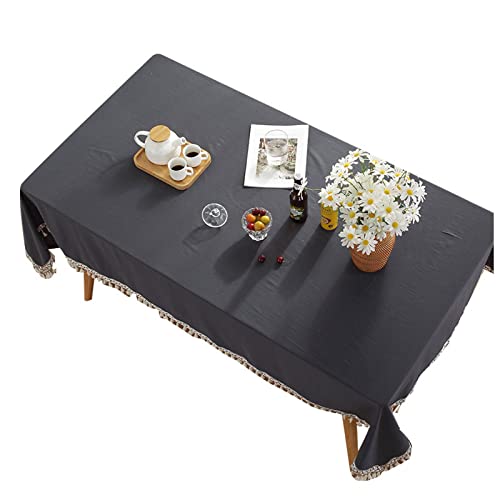 JINGYAN Tischdecken Massive Baumwoll-Quaste-Tischdecke mit bestickter Spitze staubdichter Isolierung Kaffee-Esstisch-Tischdekoration(135x180cm) von JINGYAN