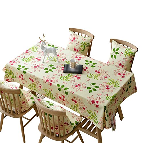 JINGYAN Tischdecken Rote Blumen Tischdecke Küche Rechtangie Esstisch Abdeckung Wohnzimmer Party Hochzeit Dekoration Baumwolle(135x180cm) von JINGYAN