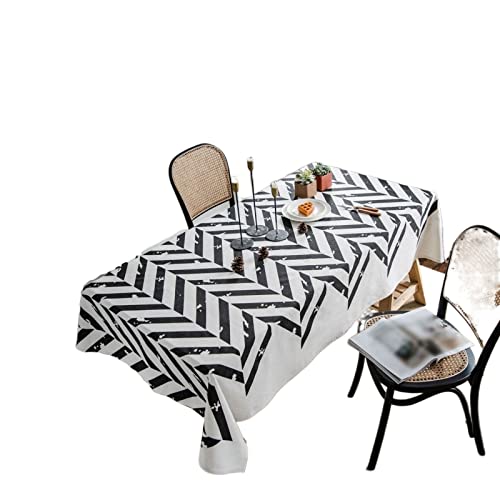 JINGYAN Tischdecken Schwarzweiß-gedruckte Tischdecke for Hausküche Dekoration Rechteckige staubdichte Party Banketttischdekoration(140X300cm) von JINGYAN