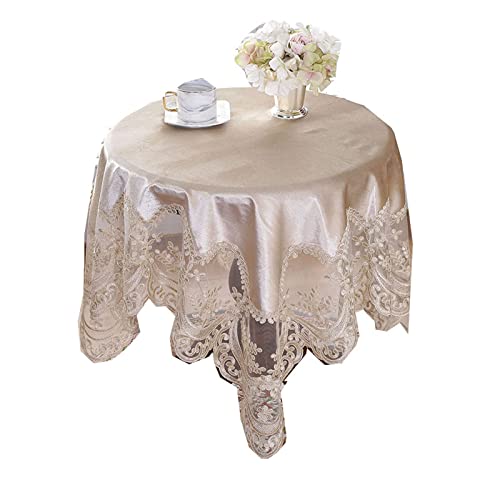 JINGYAN Tischdecken Tischdecke Tisch Goldener Samt Champagne High Grade Spitzegewebe rechteckige Esstischabdeckung Kaffeestuhlabdeckung(85X85cm Square) von JINGYAN