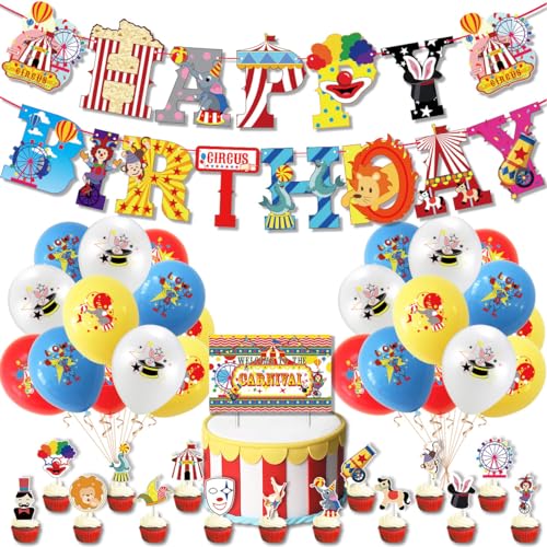 Karneval Party Luftballons Dekorationen, Karneval Zirkus Luftballons Girlande Set, Zirkus Ballons, Karneval Geburtstag Clown Party Schausteller Party Baby Shower Zubehör von JINGYOU