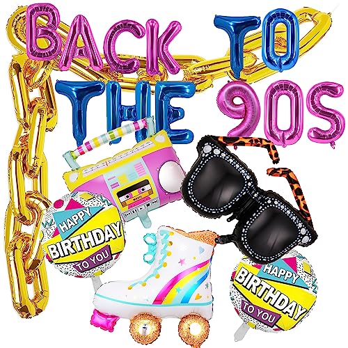 Zurück zu den 90er Jahren Ballon Banner,90er Retro Hip Hop Dekoration,Roller Skate 4D Disco Folie Ballons,90er Hip Pop Party Dekor für Hip Hop 90er Themenparty von JINGYOU