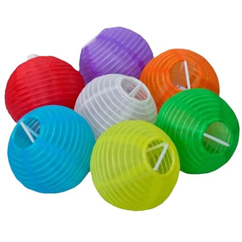 JINJUMEI 10 Stück 3in Mini Runde Laterne Stofflaterne Kleine Laternen Mehrfarbige Mini Laterne für Hochzeiten Geburtstage Außen Party Geburtstag Hochzeit Taufe (Bunt) von JINJUMEI