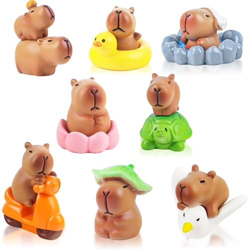 JINJUMEI 13 Stück Mini Capybara aus Kunstharz Mini Capybara Feengarten Dekoration Miniatur Capybara Figuren Niedliche Wasserschwein Deko für Bonsai Miniaturlandschaft von JINJUMEI