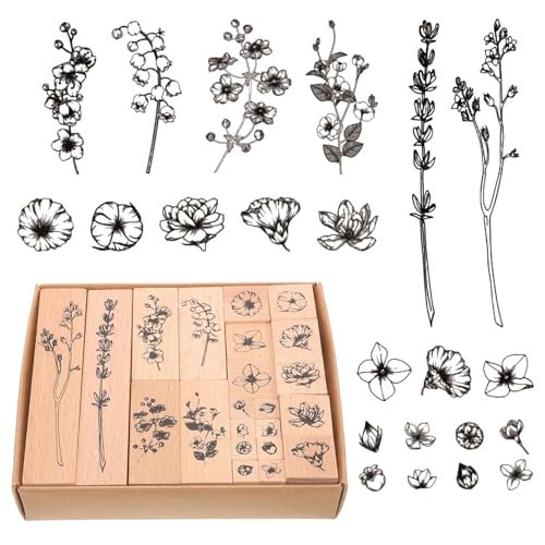 JINJUMEI 22 Stück Stempel Holz Set, Blumen Holz Stempel, Motiv Pflanzen Stempel, Motivstempel Holz Stempel Blüten, Dekorativer Montierte Stempel Pflanzen Stempel für Scrapbooking, DIY Karten Machen JINJUMEI 22 Stück Stempel Holz Set, Blumen Holz Stempel, Motiv Pflanzen Stempel, Motivstempel Holz Stempel Blüten, Dekorativer Montierte Stempel Pflanzen Stempel für Scrapbooking, DIY Karten Machen von JINJUMEI