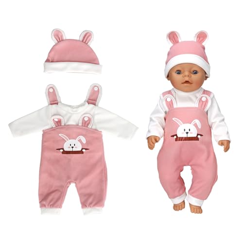 JINJUMEI Puppenkleidung, Kleidung Outfits für Baby Puppen Puppen Kleidung Puppenkleider Set Puppenzubehör mit Hut Langarm Hose für Babypuppen 35-43 cm Geschenke für Mädchen Jungen von JINJUMEI