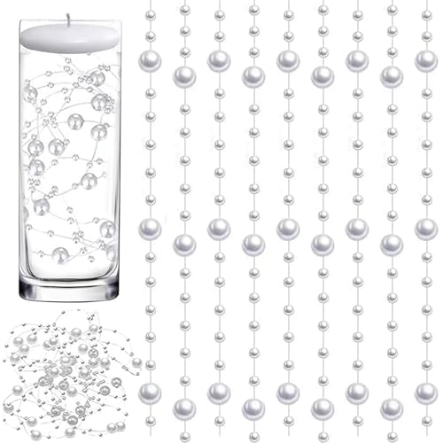 JINJUMEI Weiß Wasserperlen Deko, Kunstperlenschnur Schwimmende Perlen Vasenfüller Water Beads Künstliche Schwimmende Perlenschnüre für Hochzeiten Wasserflaschenfüller Partys Tischdekorationen JINJUMEI Weiß Wasserperlen Deko, Kunstperlenschnur Schwimmende Perlen Vasenfüller Water Beads Künstliche Schwimmende Perlenschnüre für Hochzeiten Wasserflaschenfüller Partys Tischdekorationen von JINJUMEI