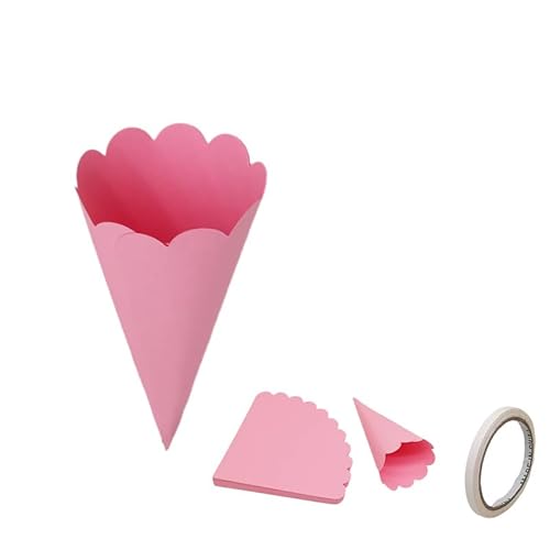 JINLYXHUI 50 Stück Konfetti-Zapfen für Hochzeit, Party, Papierkegel, Süßigkeiten, Geschenk, Rosen, Blumenstrauß, Verpackung, Dekoration (15 x 15 cm, Rosa) von JINLYXHUI