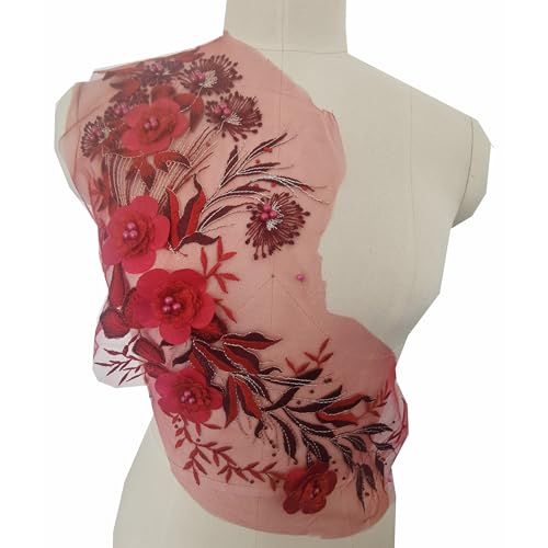 3D-Blumen-Spitzenapplikation, bestickter Blumenaufnäher mit Perlen, zum Aufnähen, Kleidung, Brautschmuck, Hochzeit, Tanzkleid, Dekoration, Weinrot 3D-Blumen-Spitzenapplikation, bestickter Blumenaufnäher mit Perlen, zum Aufnähen, Kleidung, Brautschmuck, Hochzeit, Tanzkleid, Dekoration, Weinrot von JINMOMOMO