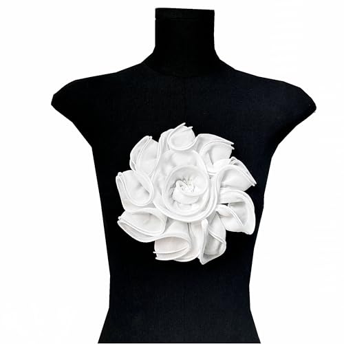 3D-Stoff-Broschen aus mehrlagigem Blumenmuster, für Damen, Anstecknadel, Stoff, Rosen-Design, Mode, DIY, Hochzeit, Party, Kleid, Kleidung, Zubehör (weiß) von JINMOMOMO
