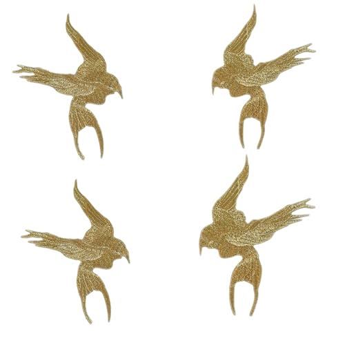 4 Stück Schwalbenvogel-Applikation, wasserlöslich, Stickerei-Flicken zum Nähen, für DIY-Kleidung, Lochreparatur, Kleid, Mantel, Handwerk, Dekoration (Gold) von JINMOMOMO