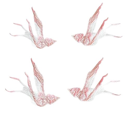 4 Stück Schwalbenvogel-Applikation, wasserlöslich, Stickerei-Flicken zum Nähen, für DIY-Kleidung, Lochreparatur, Kleid, Mantel, Handwerk, Dekoration (Rosa) von JINMOMOMO
