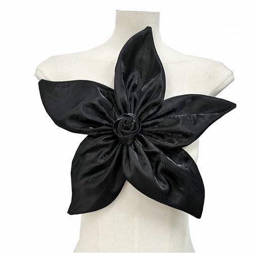 Damen Dreidimensionale Blumenbrosche Corsage bestickte Blumen Applikationen handgenäht handgefertigt DIY Kleidung Hochzeitskleid Dekoration (schwarz) von JINMOMOMO