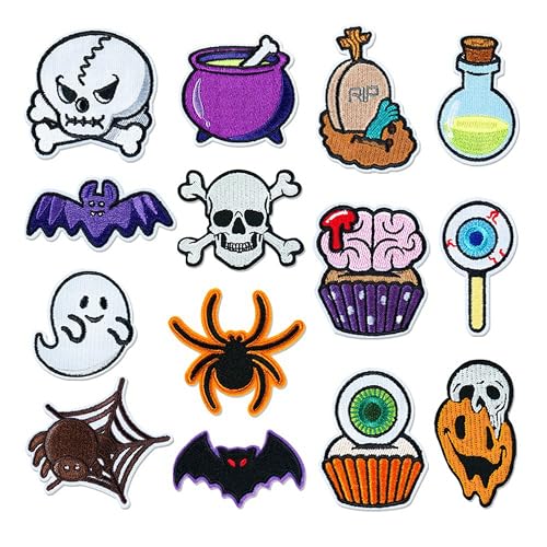 Halloween-Aufnäher zum Aufbügeln, Rosa, gruselig, bestickt, Applikationen, Set, Geist, Kürbis, Hexenhut, zum Aufnähen von Applikationen für DIY-Kleidung, Jeans, Taschen, Jacken, Kappen, Dekor (Stil 3 Halloween-Aufnäher zum Aufbügeln, Rosa, gruselig, bestickt, Applikationen, Set, Geist, Kürbis, Hexenhut, zum Aufnähen von Applikationen für DIY-Kleidung, Jeans, Taschen, Jacken, Kappen, Dekor (Stil 3 von JINMOMOMO