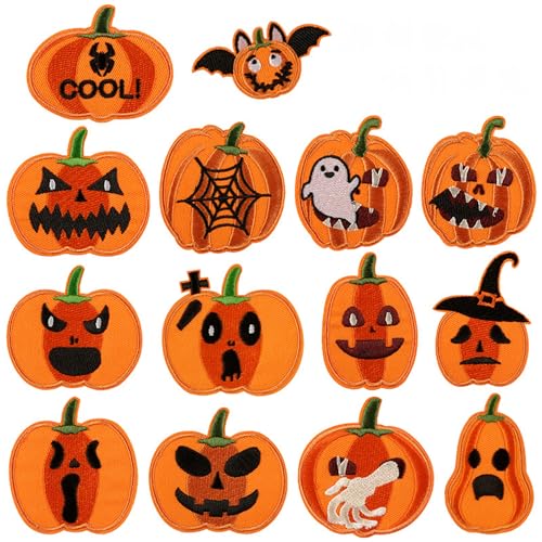 Halloween-Aufnäher zum Aufbügeln, Rosa, gruselig, bestickt, Applikationen, Set, Geist, Kürbis, Hexenhut, zum Aufnähen von Applikationen für DIY-Kleidung, Jeans, Taschen, Jacken, Mützen, Dekor (Stil 2 Halloween-Aufnäher zum Aufbügeln, Rosa, gruselig, bestickt, Applikationen, Set, Geist, Kürbis, Hexenhut, zum Aufnähen von Applikationen für DIY-Kleidung, Jeans, Taschen, Jacken, Mützen, Dekor (Stil 2 von JINMOMOMO