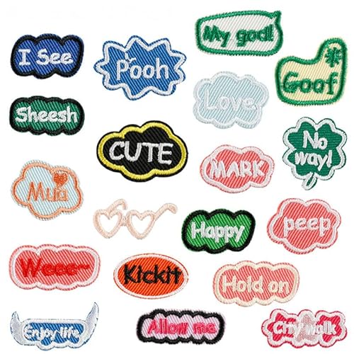 Inspirierendes Bügelflicken-Set, bunt, bestickte Applikationen, Buchstaben, positive motivierende Zitate, Designs für Kleidung, Kinder, Mädchen, Jacken, Taschen, Nähen, Dekoration (Stil 4 (19 Stück)) Inspirierendes Bügelflicken-Set, bunt, bestickte Applikationen, Buchstaben, positive motivierende Zitate, Designs für Kleidung, Kinder, Mädchen, Jacken, Taschen, Nähen, Dekoration (Stil 4 (19 Stück)) von JINMOMOMO