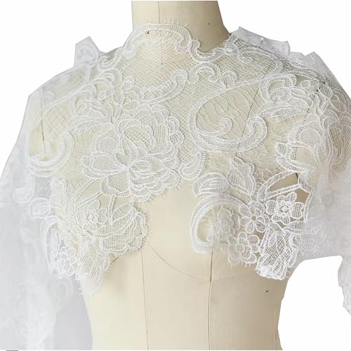 Netzstoff mit floralem Spitzenbesatz, Blumenapplikation, zartes Wimpernmuster, Nähhandwerk für selbstgemachte Hochzeitskleider, Dekoration, 91 cm, Schwarz / Weiß Netzstoff mit floralem Spitzenbesatz, Blumenapplikation, zartes Wimpernmuster, Nähhandwerk für selbstgemachte Hochzeitskleider, Dekoration, 91 cm, Schwarz / Weiß von JINMOMOMO