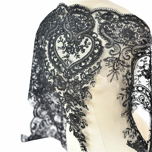 Pailletten-Bordüre, Spitzenbesatz, Wimpern, Blumenstickerei, Schnürsenkel, Hochzeit, Brautschleier, Wickelkleid, dekorative Tischdecke, handgefertigt, DIY, Kopfschmuck, Dekoration, 91 cm (schwarz) von JINMOMOMO