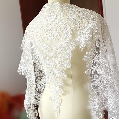 Pailletten-Bordüre, Spitzenbesatz, Wimpern, Blumenstickerei, Schnürsenkel, Hochzeit, Brautschleier, Wickelkleid, dekorative Tischdecke, handgefertigt, DIY, Kopfschmuck, Dekoration, 91 cm (weiß) von JINMOMOMO