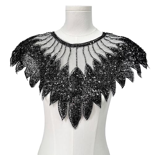 Pailletten-Perlen-Mesh-Applikation, Kragen, künstliche Kragen, Spitze, Stoff, Netz-Patches, glänzend, exquisiter Ausschnitt, DIY, Nähen, Abendkleid, Hochzeitskleid, Basteln, Halsausschnitt, Damen Pailletten-Perlen-Mesh-Applikation, Kragen, künstliche Kragen, Spitze, Stoff, Netz-Patches, glänzend, exquisiter Ausschnitt, DIY, Nähen, Abendkleid, Hochzeitskleid, Basteln, Halsausschnitt, Damen von JINMOMOMO