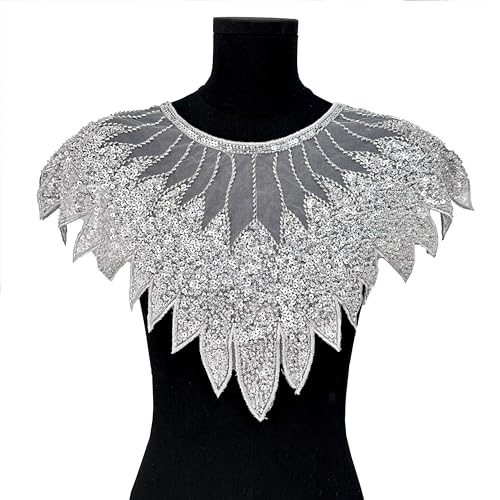 Pailletten-Perlen-Mesh-Applikation, Kragen, künstliche Kragen, Spitze, Stoff, Netz-Patches, glänzend, exquisiter Ausschnitt, DIY, Nähen, Abendkleid, Hochzeitskleid, Basteln, Halsausschnitt Pailletten-Perlen-Mesh-Applikation, Kragen, künstliche Kragen, Spitze, Stoff, Netz-Patches, glänzend, exquisiter Ausschnitt, DIY, Nähen, Abendkleid, Hochzeitskleid, Basteln, Halsausschnitt von JINMOMOMO